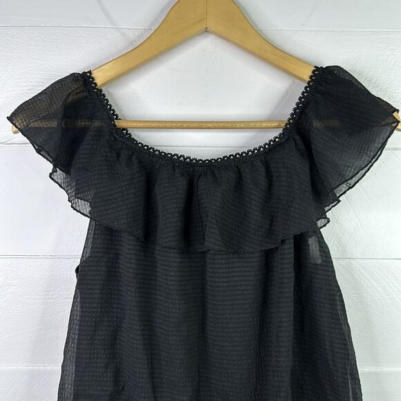 HYPNOTIZED Black Polyester Semi Sheer Sleeves Empire Waist Blouse Top Size Small - Picture 3 of 7